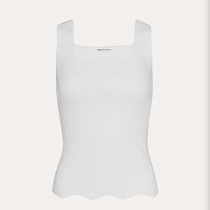 Elie Tahari White Scallop Hem Tank
